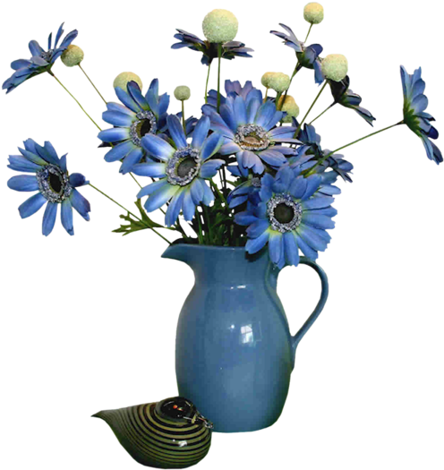 Beautiful Flower Vase With Flowers Png Download - Vase Decoration Blue Flower (600x581), Png Download