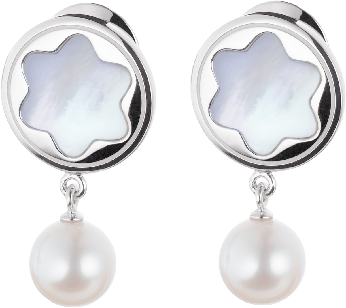 Montblanc Star Signet Earrings In Sterling Silver With - Earrings In Sterling Silver With Mother-of-pearl Montblanc (1500x1500), Png Download