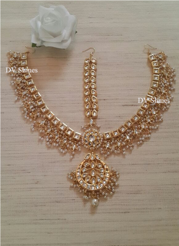 Stunning Kundan Mathapatti With White Pearls,kundan - Kundan (800x800), Png Download