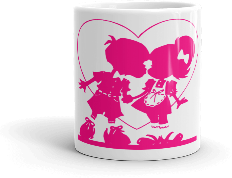 Pink Silhouette Boy And Girl Love 11 Oz Sublimated - Romantic Birthday My Wife (1000x1000), Png Download