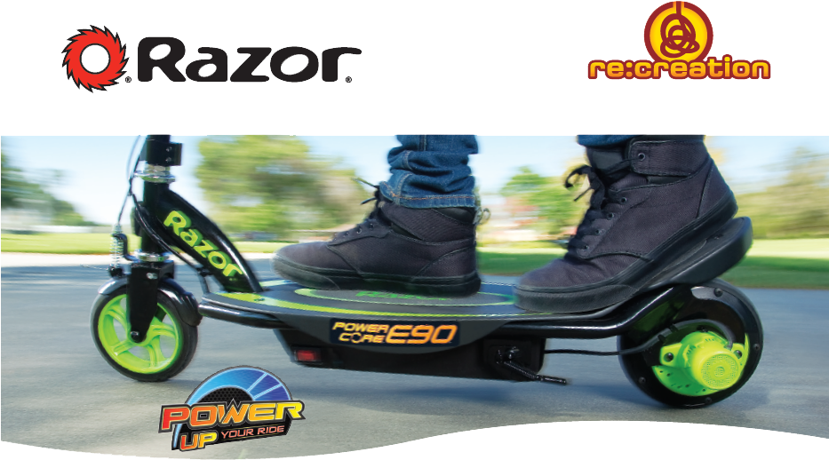 Razor's Electric-powered Scooters Are Fully Charged - Razor E90 Power Core - Green (932x570), Png Download