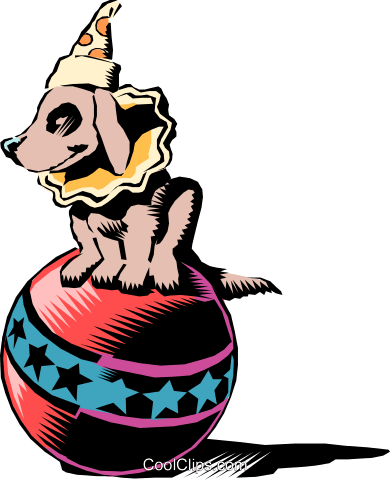 Circus Dog Royalty Free Vector Clip Art Illustration - Собака Цирк Пнг (390x480), Png Download