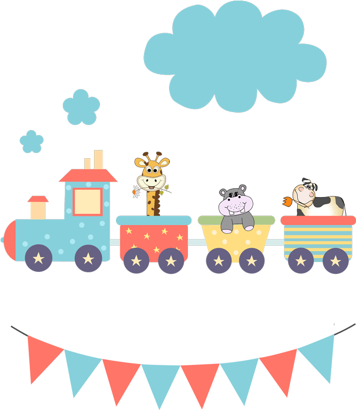 Cartoon Animal Train (708x800), Png Download