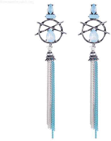 Hollow Out Teardrop Artificial Gem Con Franjas Pendientes - Cheap Women Earring Faux Teardrop Gem Fringed Hollow (500x500), Png Download