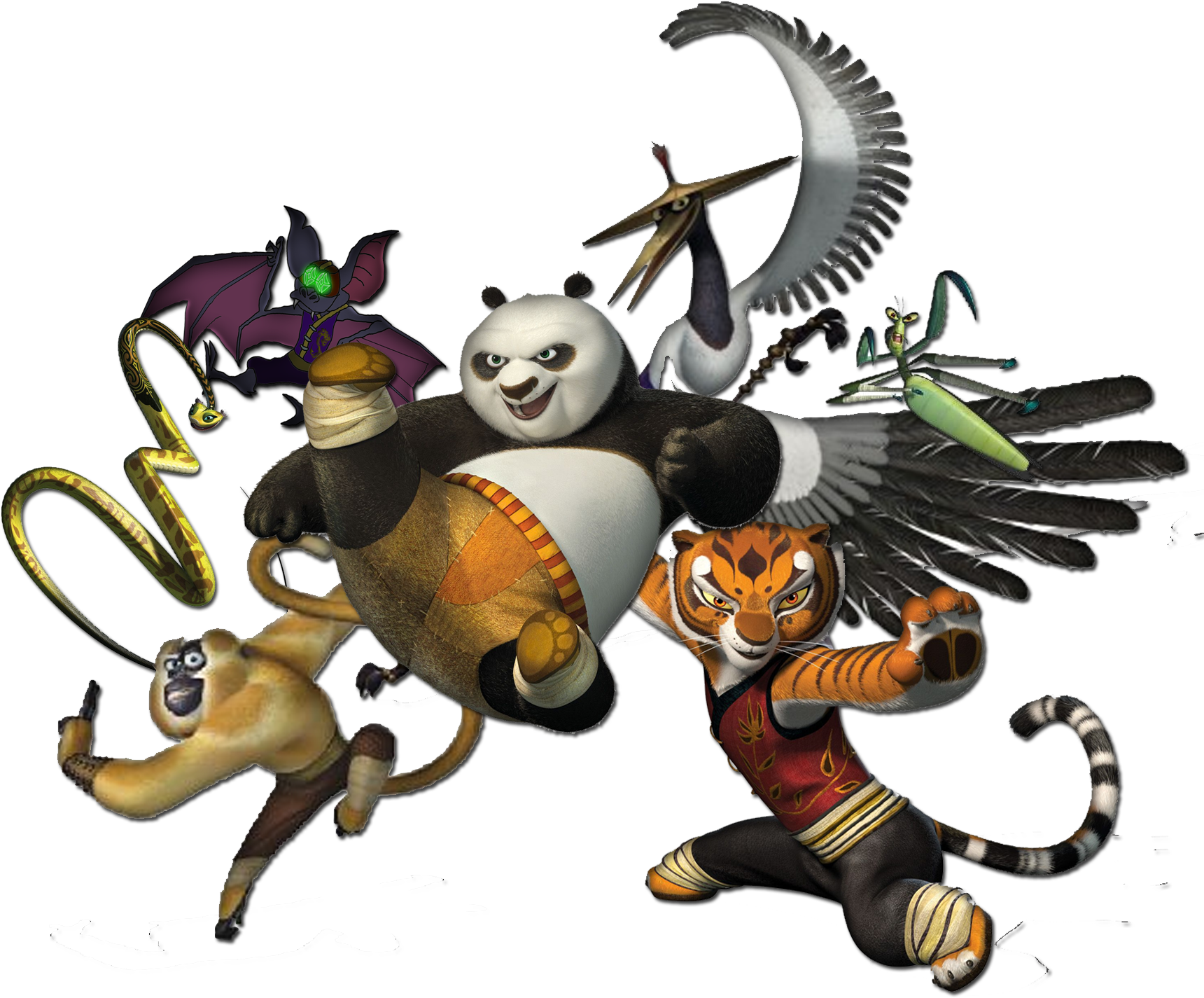 Kung Fu Panda Characters Png Png Image - Kung Fu Panda Group (1750x1500), Png Download