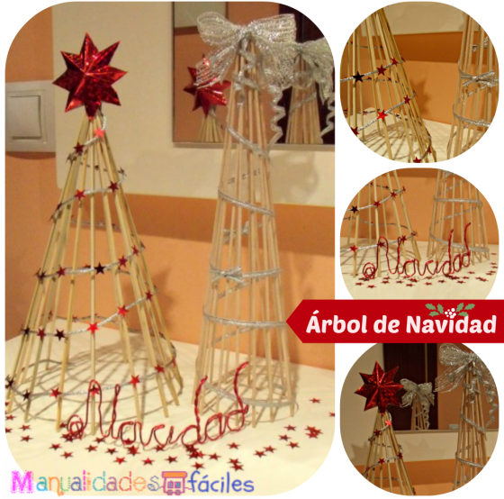 Arbolito Navideño Con Palitos De Brochetas - Manualidades Faciles Con Madera (560x560), Png Download