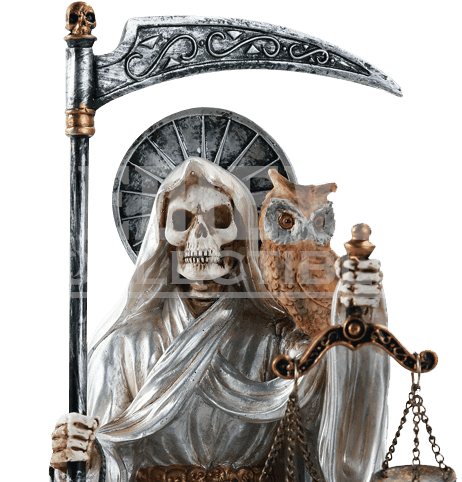 Seated White Santa Muerte Statue - Santa Muerte Scale (500x500), Png Download