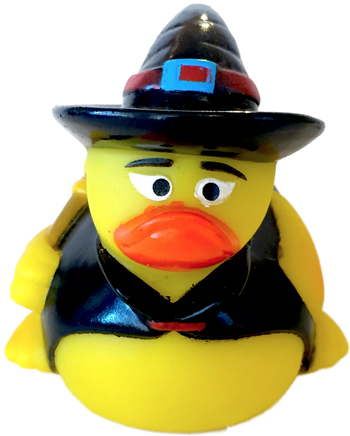 Witch Rubber Duck With Black Hat, Black Cape, And Broom - Rubber Duck (500x500), Png Download