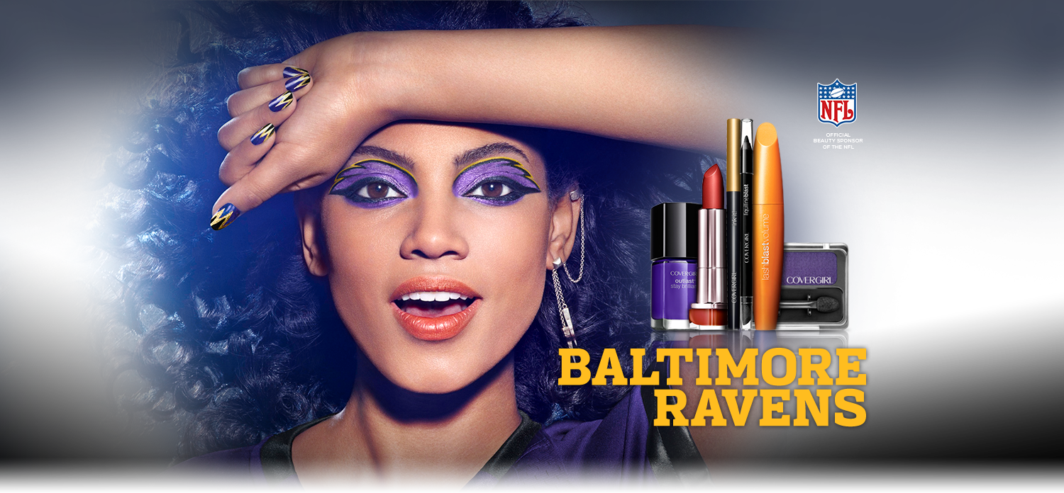 Covergirl Ad Using Baltimore Ravins' Colors - Covergirl Get Your Game Face (1500x696), Png Download