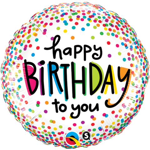 Great Globos Cumpleaos Globos Cumpleaos With Cumpleaos - Qualatex 18 Inch Round Foil Balloon - Birthday Sprinkled (480x480), Png Download