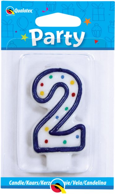 Vela 2 Azul Lunares - Age Two Multi-colour Polka Dot Candle (1) (522x652), Png Download