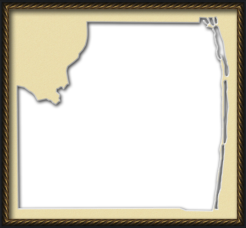 Palm Beach "fancy Frame" Style Maps In - Beach (1024x949), Png Download