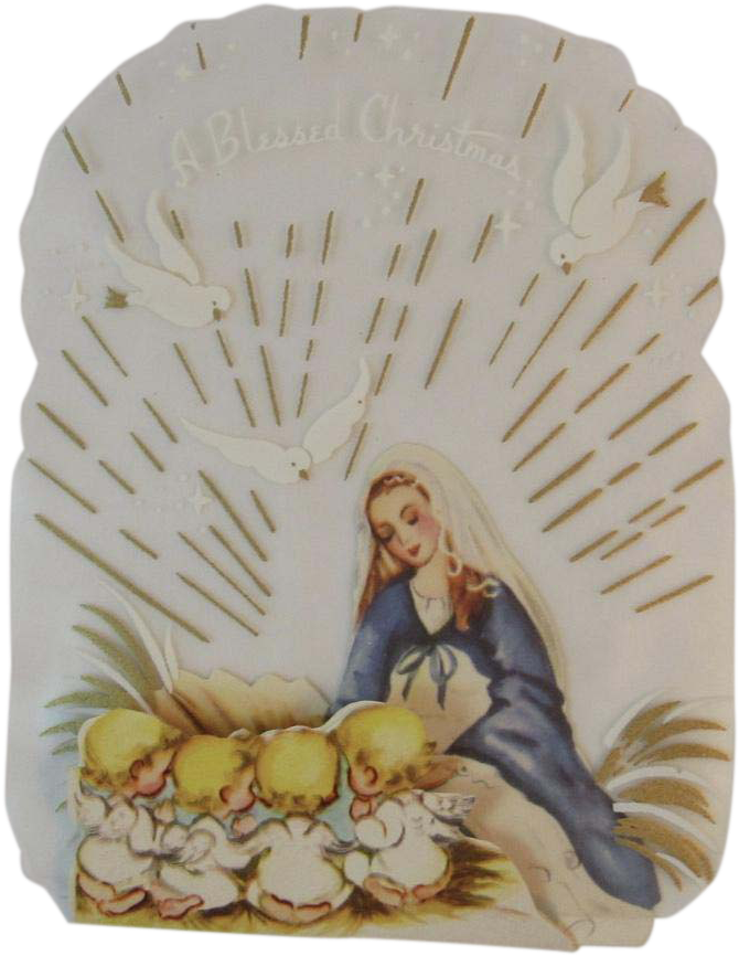 Unused Clear Back Christmas Card Mary & Baby Jesus - Christmas Day (865x865), Png Download