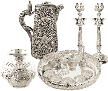 Sell Your Old Silver Articles, Bars, Coins - Silver Articles Items Png (380x316), Png Download