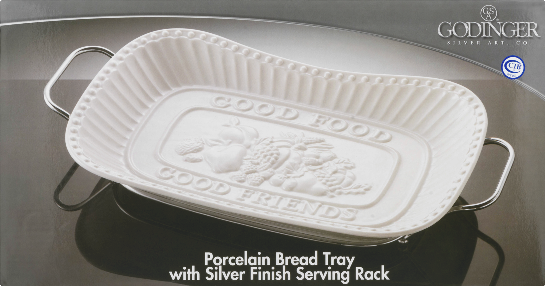 Generic Godinger Porcelain Bread Tray With Silver Finish - Serving Tray (1800x1800), Png Download
