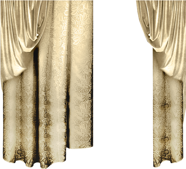 Golden Curtains - Transparent Gold Curtains Png (650x593), Png Download