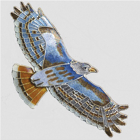 Red Tailed Hawk Cloisonne Pin - Cloisonné (600x600), Png Download