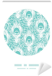 Soft Peacock Feathers Vector Circle Decor Pattern - Weicher Pfau Versieht Muster Mit Federn Postkarte (400x400), Png Download