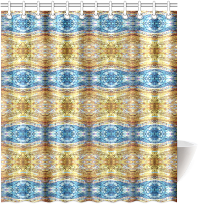 Gold And Blue Elegant Pattern Shower Curtain - Linen (500x500), Png Download