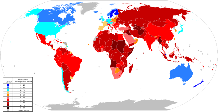 800px-world Map Index Of Perception Of Corruption 2010 - Metric System Map (800x406), Png Download