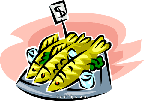 Fish Market Royalty Free Vector Clip Art Illustration - Fish In The Market Clipart (480x337), Png Download