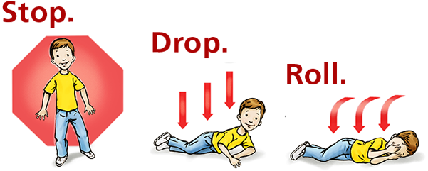 Stop Drop And Roll - Fire Stop Drop And Roll (600x247), Png Download