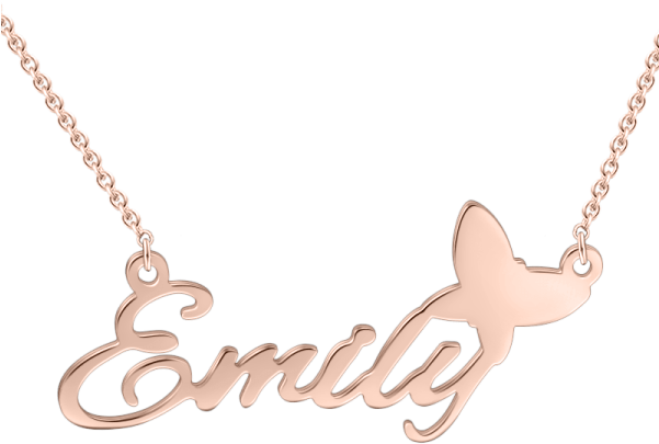 14k Gold "adjustable 16”-20” Emily"style Personalized - Personalized Diy Customized Name Pendant Necklace Sterling (600x600), Png Download