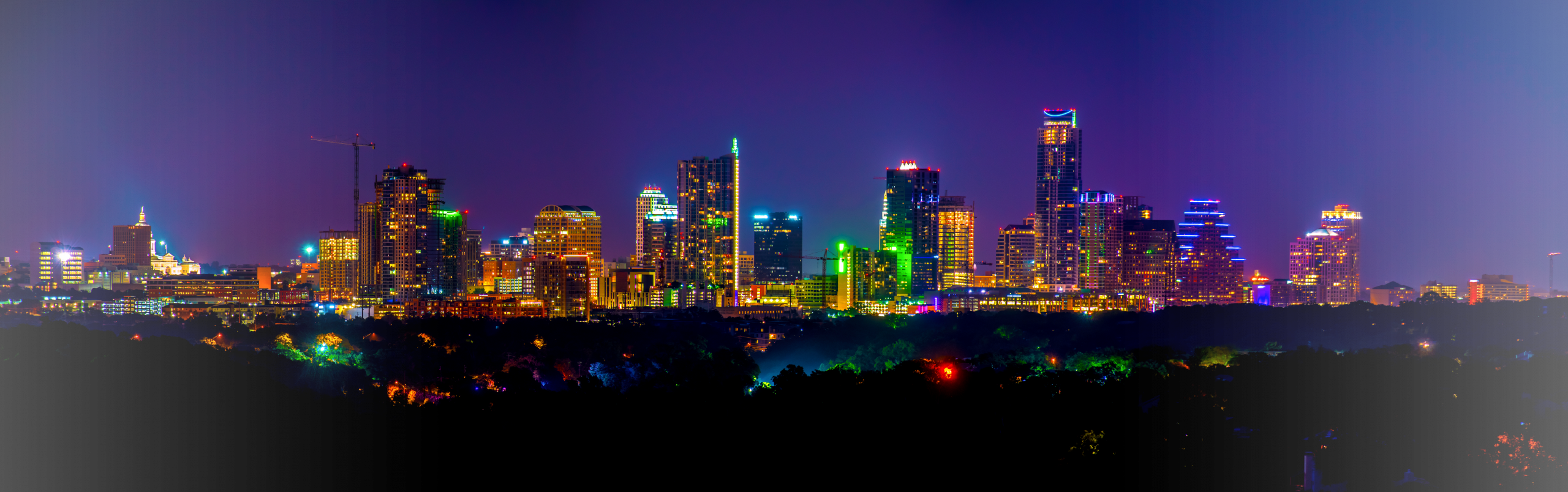 Faded Austin Skyline - Texas (2560x804), Png Download