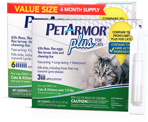 Petarmor Plus Flea And Tick Treatment For Cats - Petarmor - Plus For Cats Flea And Tick Squeeze-on Over (640x640), Png Download