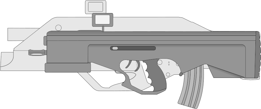 The Silhouette Of The First Prototype Is Shown For - Armas Con El Cargador Atras (970x686), Png Download
