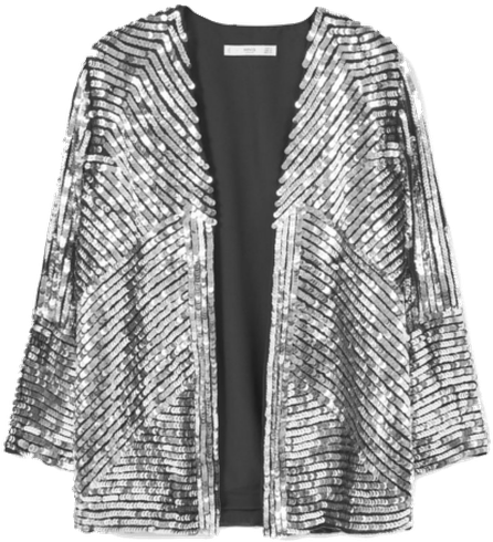 Veste Brodée Sequins Silver - Chaqueta Bordado Lentejuelas Mango (450x567), Png Download