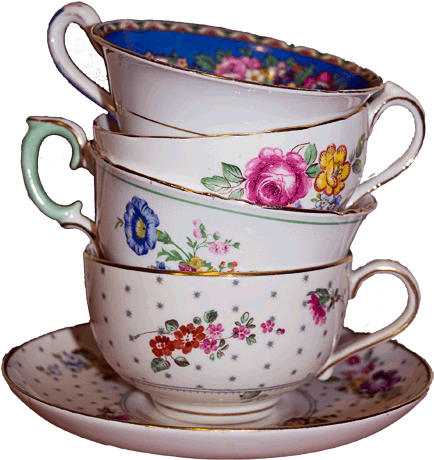 Vintage China Stack 3 - Cup (450x500), Png Download