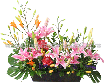 Arreglo Floral Exotico Con Acapulcos - Arreglos Florales Con Lilis (500x415), Png Download