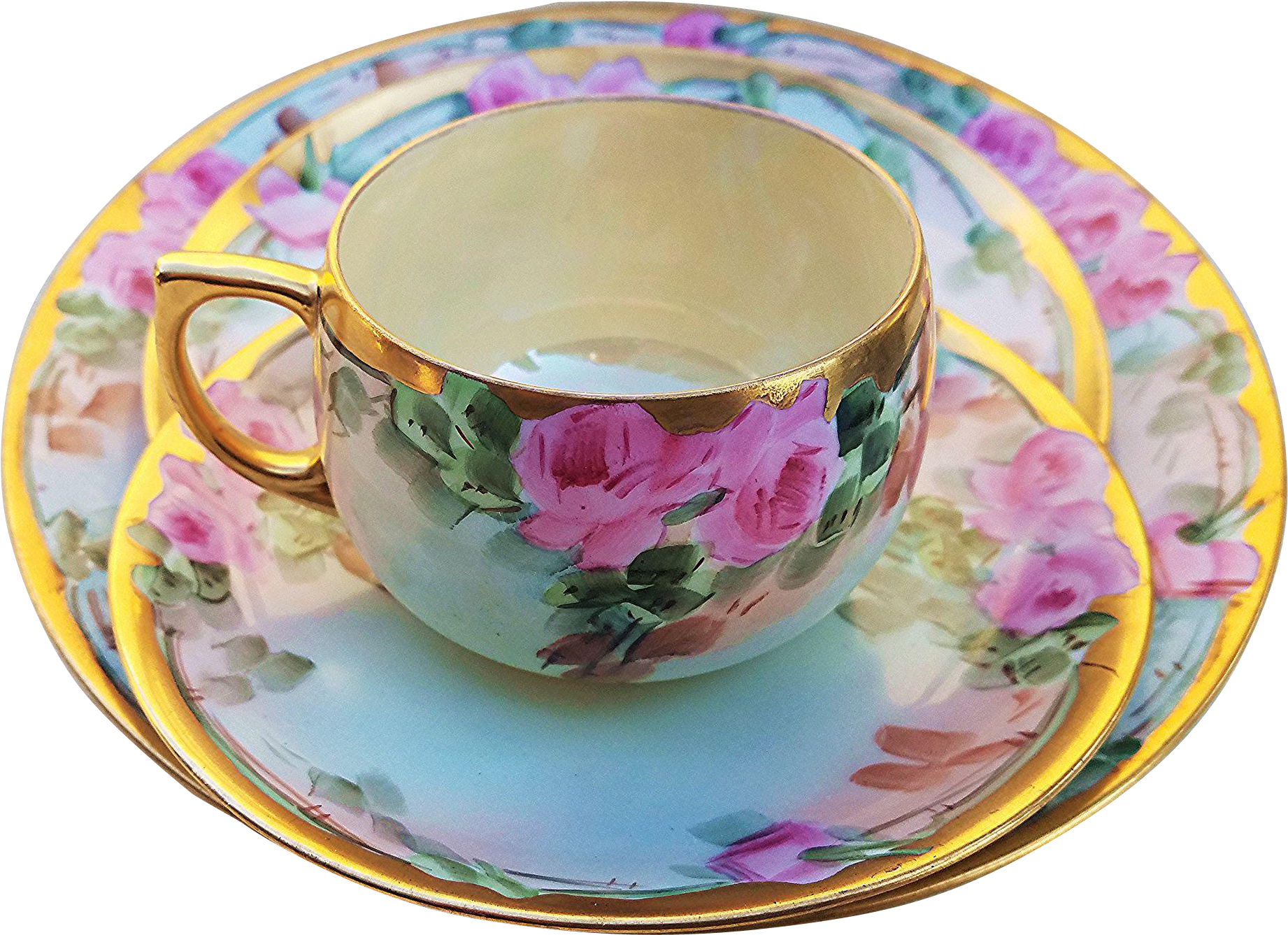 Antique Bavarian Early 1900's Hand Painted Porcelain - Teacup (1841x1841), Png Download