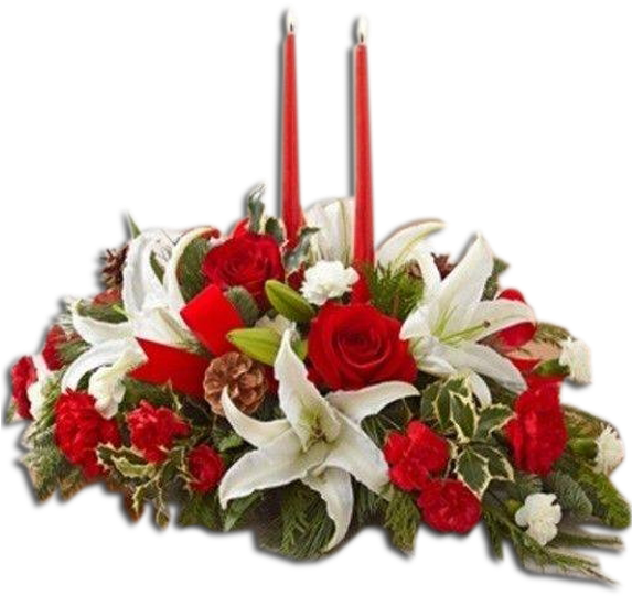 Flower Arrangement For Christmas Home (581x693), Png Download