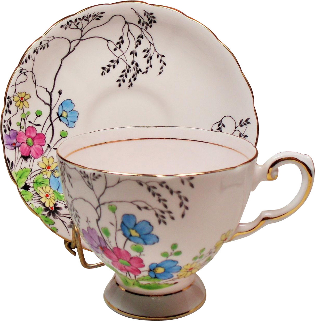 Vintage Tuscan England Bone China Pale Pink Teacup - Saucer (1240x1240), Png Download