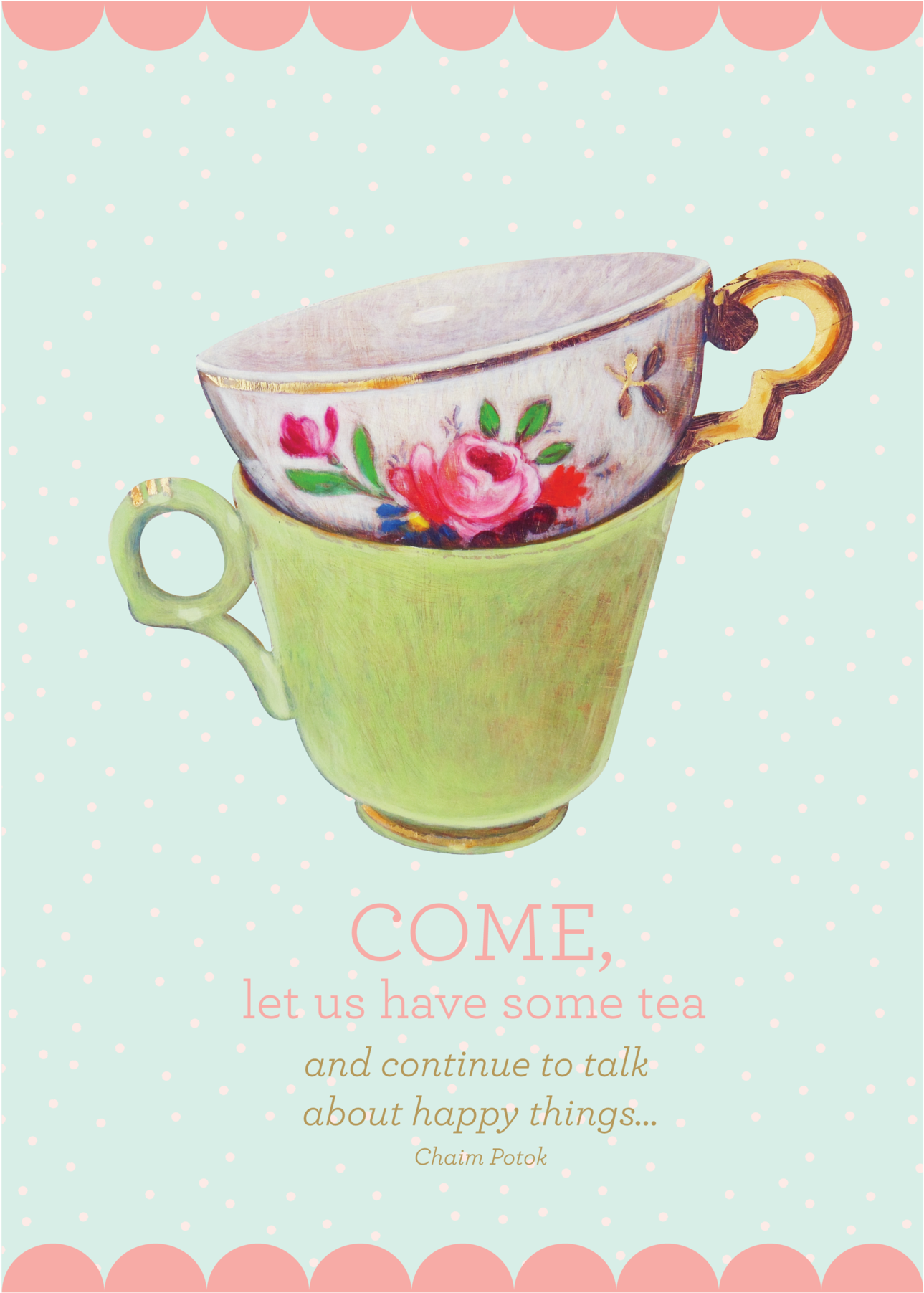 Rice Plakat Vintage Tea Cups (2000x2000), Png Download