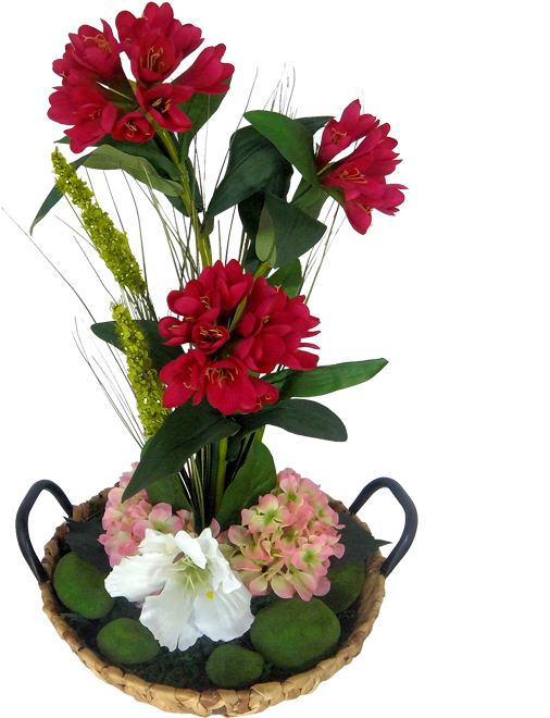 Arreglo Base Canasto Con Azaleas Hortensias Y Lirios - Bouquet (700x700), Png Download