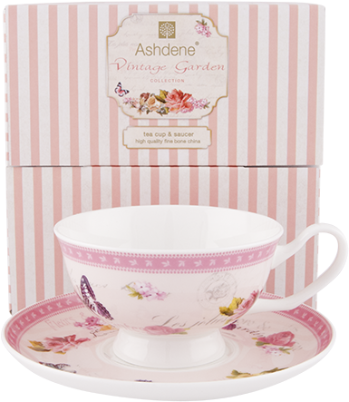 Vintage Garden Collection - Ashdene Bone China Teacup & Saucer Vintage Garden (500x500), Png Download