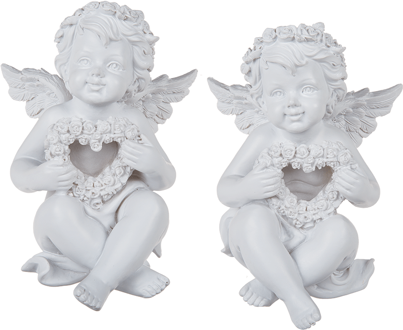 Ángel De Poliresina Sentado Con Corona De Rosas Blancas - Angel (945x709), Png Download