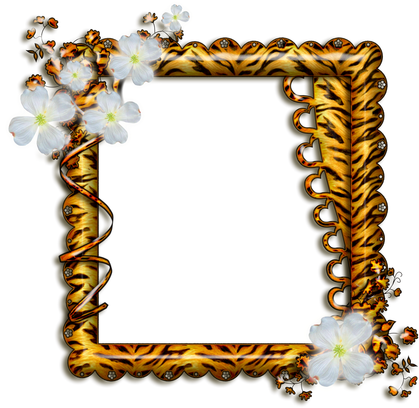 Marco De Leopardo Con Flores Blancas - Marcos Para Fotos Hd (1600x1432), Png Download