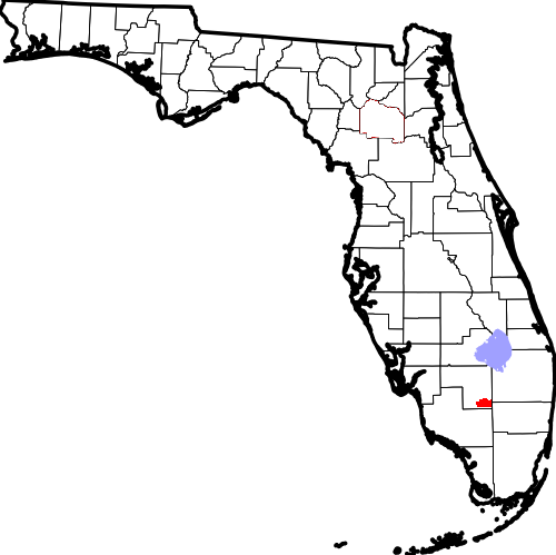 Location Of Big Cypress Indian Reservation - Map Of Florida (500x499), Png Download