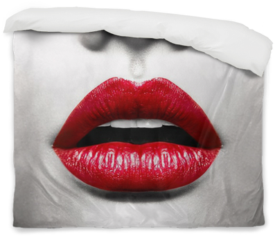 Conceptual Image With Vivid Red Open Mouth Duvet Cover - Red Lips Acrylic Wall Art (400x400), Png Download