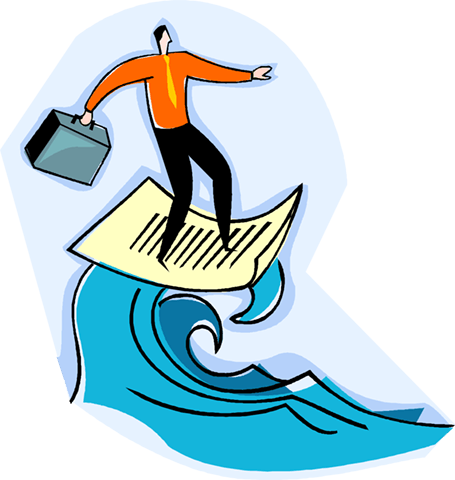 Man Riding A Wave Of Information Royalty Free Vector - Disegno Mare Png (455x480), Png Download