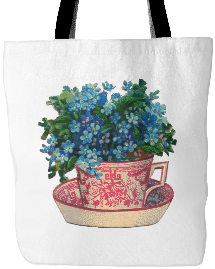 Flowers In Vintage Teacup Prints On 18"x18" Lined White (1024x1024), Png Download