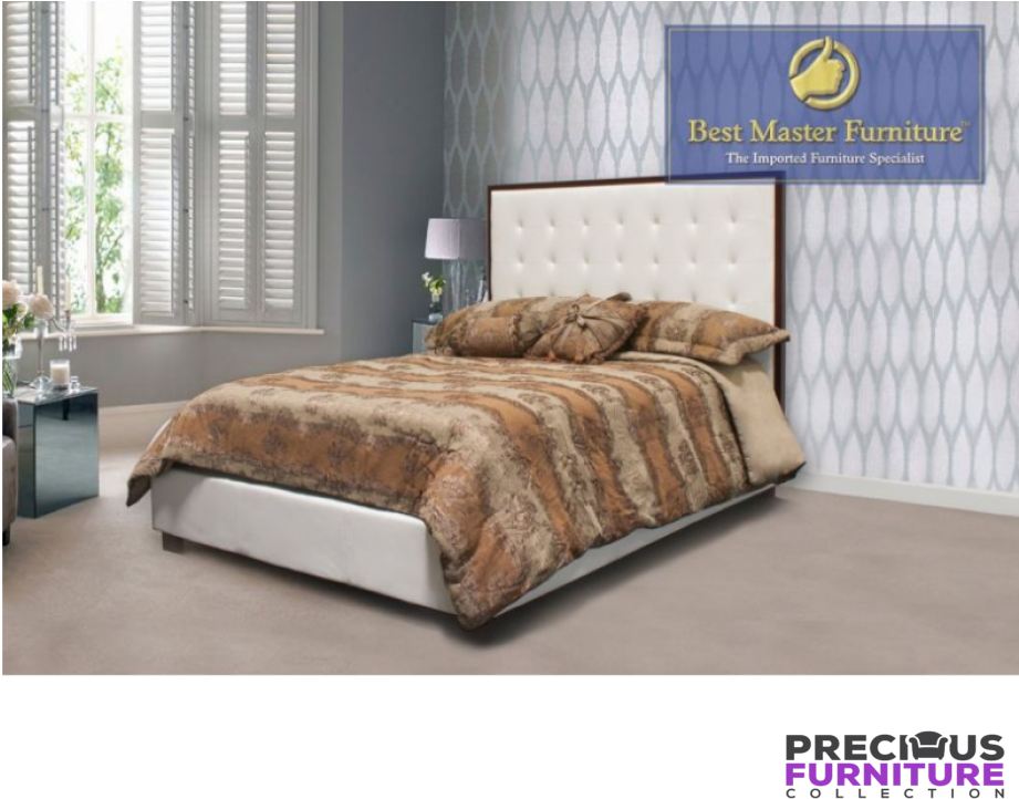 Best Master Yy02 Upholstered Bed White Leather-like - Plantation Shutters In Bedrooms (920x880), Png Download