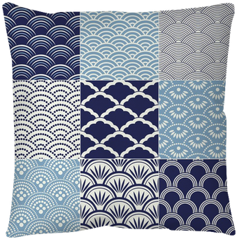 Japanese Seamless Ocean Wave Pattern Pillow Cover • - Японские Узоры На Ткани (400x400), Png Download