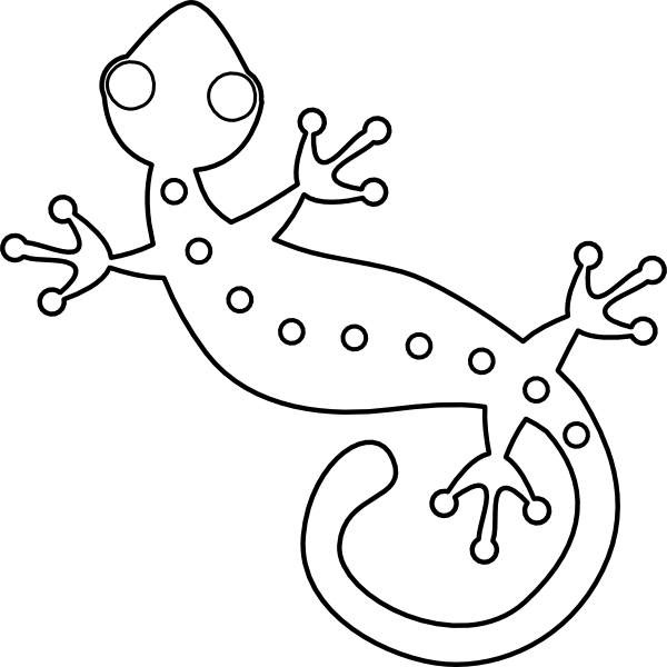 Lizard Clip Art At Clker - Gecko Clipart Black And White (600x600), Png Download