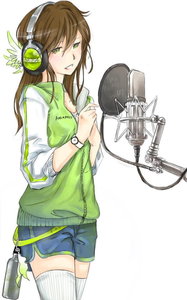 Drawn Singer Anime - Anime Girl Png Singer (600x960), Png Download