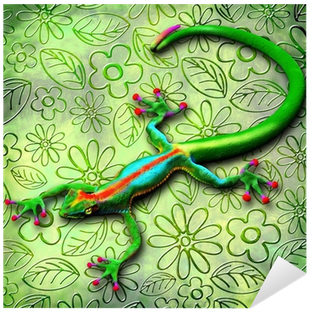 Gecko Lizard Rainbow Colors Art Print - Mini (400x400), Png Download